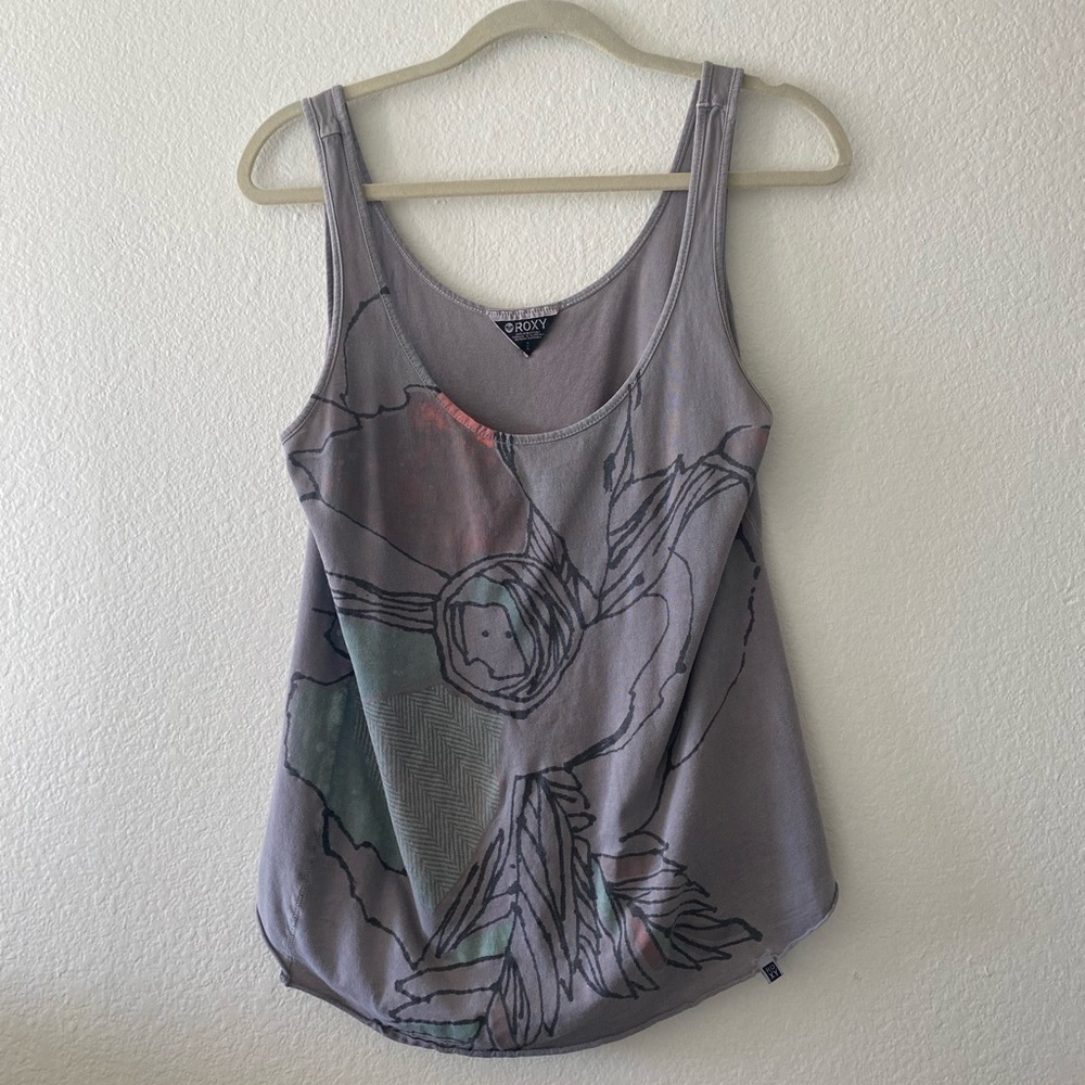 Vintage Roxy Floral Detail Cotton Tank-Top